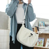 Wild Drawstring Broadband Shoulder Bag, Casual Crossbody Bag