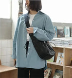 Wild Drawstring Broadband Shoulder Bag, Casual Crossbody Bag