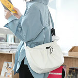 Wild Drawstring Broadband Shoulder Bag, Casual Crossbody Bag