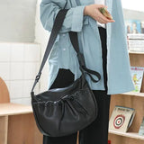 Wild Drawstring Broadband Shoulder Bag, Casual Crossbody Bag