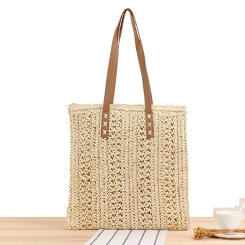 Pure Paper Rope Hand-Woven Bag for Seaside Holiday