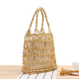 Silver Thread Hollow Crocheted Bag Beach Straw Bag