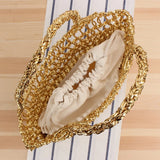 Silver Thread Hollow Crocheted Bag Beach Straw Bag