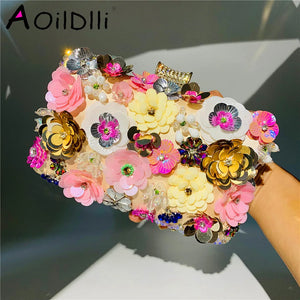 Evening Bag Women's Beaded Flower Clutch