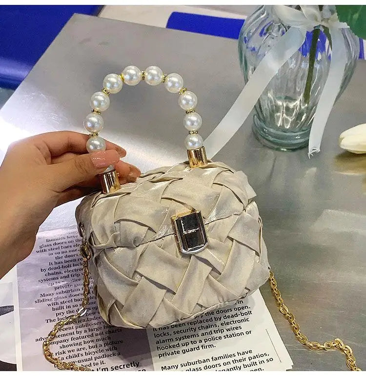 Evening Clutch Bags Women Weave Style Beaded Handbags Wedding Party Purses