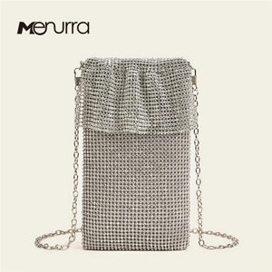 Metal Mesh Crossbody Bag Cell Phone Purse Wallet