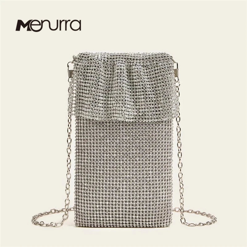 Metal Mesh Crossbody Bag Cell Phone Purse Wallet