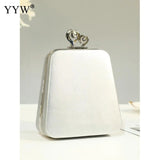 Evening Leather Clutch Purse with Chain Sling Shoulder Strap