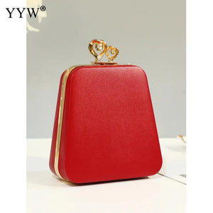 Evening Leather Clutch Purse with Chain Sling Shoulder Strap