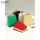 Evening Leather Clutch Purse with Chain Sling Shoulder Strap