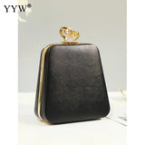 Evening Leather Clutch Purse with Chain Sling Shoulder Strap