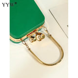 Evening Leather Clutch Purse with Chain Sling Shoulder Strap