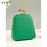 Evening Leather Clutch Purse with Chain Sling Shoulder Strap