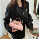 Vintage Pleated Shoulder Bag Diamond Clutch