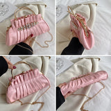 Vintage Pleated Shoulder Bag Diamond Clutch