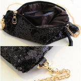 Evening Party Golden Glitter Shoulder Bag Club Handbags Sequins Zipper Chain