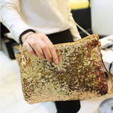 Evening Party Golden Glitter Shoulder Bag Club Handbags Sequins Zipper Chain