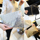 Evening Party Golden Glitter Shoulder Bag Club Handbags Sequins Zipper Chain