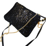 Evening Party Golden Glitter Shoulder Bag Club Handbags Sequins Zipper Chain