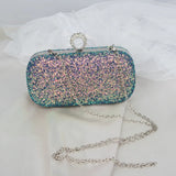 Evening Pink Clutch Purse Women Bling Sequins Handbags Crossbody Small Bag