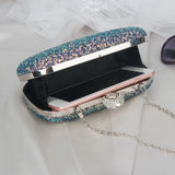 Evening Pink Clutch Purse Women Bling Sequins Handbags Crossbody Small Bag