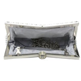 Glitter Bead Party Clutch Silver Handbag Vintage Bridal Purse