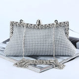 Glitter Bead Party Clutch Silver Handbag Vintage Bridal Purse