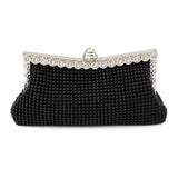 Glitter Bead Evening Clutch Bag Vintage Bridal Purse Silver Handbag