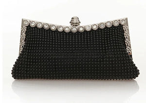 Glitter Bead Party Clutch Silver Handbag Vintage Bridal Purse