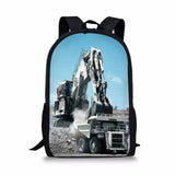 Excavating Machinery Element Printing Pattern School Backpacks for Teenager