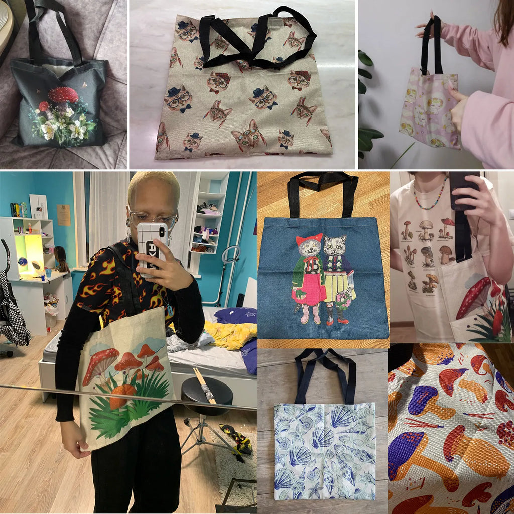 Floral Pattern Handbag Shopping Tote Bags