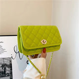 Diamond Lattice Bag Women PU Leather Flap Metal Lock Shoulder Crossbody Bags
