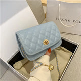 Diamond Lattice Bag Women PU Leather Flap Metal Lock Shoulder Crossbody Bags
