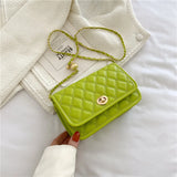 Diamond Lattice Bag Women PU Leather Flap Metal Lock Shoulder Crossbody Bags