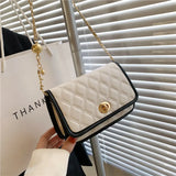Diamond Lattice Bag Women PU Leather Flap Metal Lock Shoulder Crossbody Bags