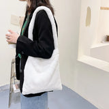 Plush Shoulder Shopping Bag Female Solid Plush Shoulder Bag