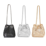 Shining Rhinestone Bucket Bag Crossbody Evening Shoulder Bag