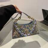 Oil Painting Printed Shoulder Underarm Bag For Women