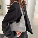 Silver Rhinestone Evening Bag Wedding Handbag for Dinner Party
