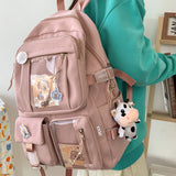 Preppy Style Clear Pocket Backpack Student School Bag Pack Daily