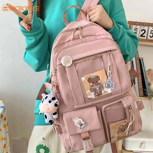 Preppy Style Clear Pocket Backpack Student School Bag Pack Daily