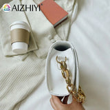 Women Shoulder Bag PU Leather Chain Armpit Bags Geometric Pattern