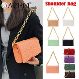 Women Shoulder Bag PU Leather Chain Armpit Bags Geometric Pattern