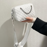 Women PU Leather Chain Shoulder Bag Rhombic Lattice Handbag