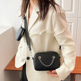 Women PU Leather Chain Shoulder Bag Rhombic Lattice Handbag