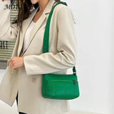 Women PU Leather Shoulder Bag Ladies Embroidery Thread Zipper Bag