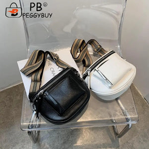 Women Pure Messenger Crossbody Bag PU Leather Shoulder Bag