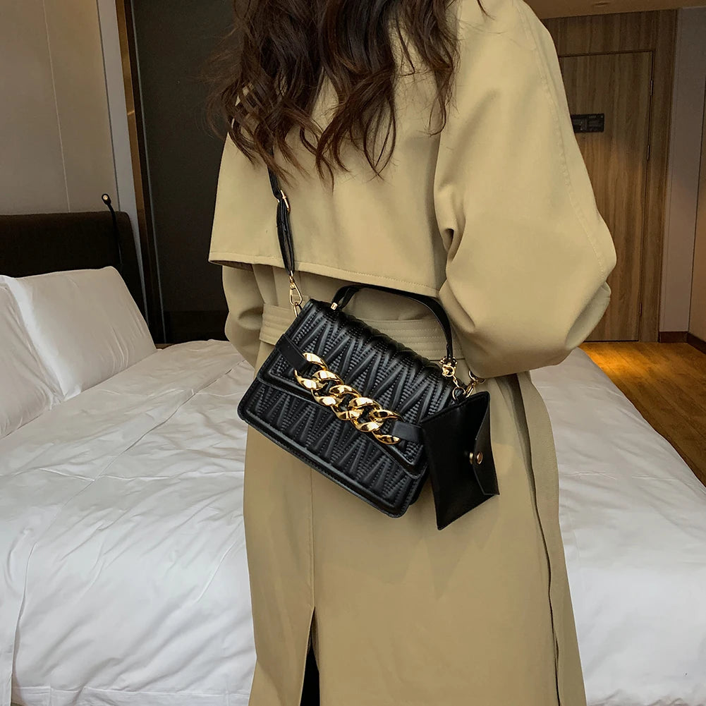 Vintage PU Solid Large Capacity Women Shoulder Bag