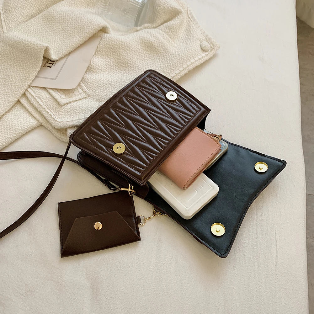 Vintage PU Solid Large Capacity Women Shoulder Bag