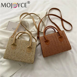 Women Straw Messenger Bag Beach Rattan Crossbody Bag Vintage Woven Handba